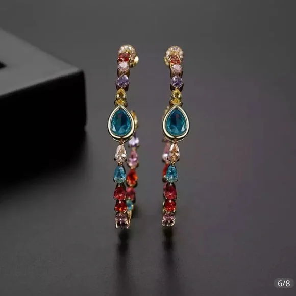 Swarovski Crystals The Marguryte Colorful Hoop Earrings - Picture 3 of 8